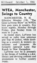 WFEA adds country music at night - October 1, 1966