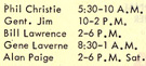 WFEA jock schedule - December 4, 1966